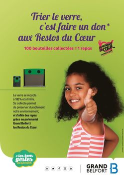 Bac verre : 100 bouteilles collectées = 1 repas aux restos du coeur